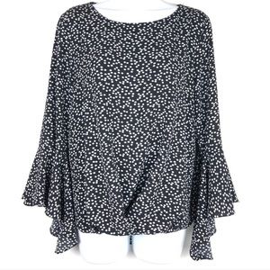 🆕Vince CAMUTO Fluter Bell Sleeve Polka Dot Top